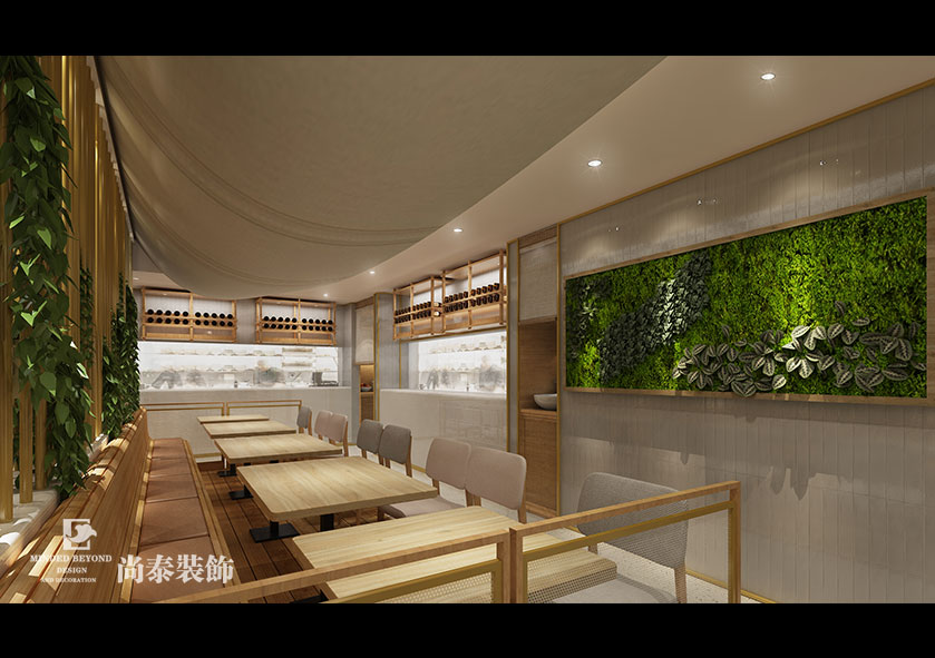 300平米自然清新餐廳裝修設計 | 丁旺餐廳