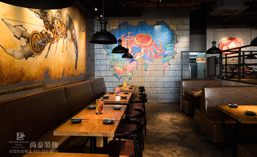 120平米網紅餐飲店裝修實景圖-與蝦邂逅