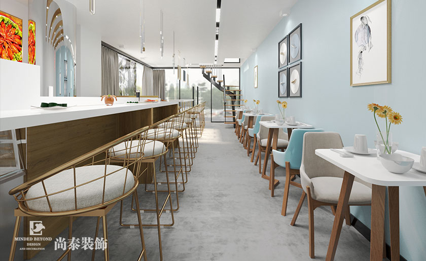 100平米現代簡約面館裝修設計效果圖 | 撈汁小面