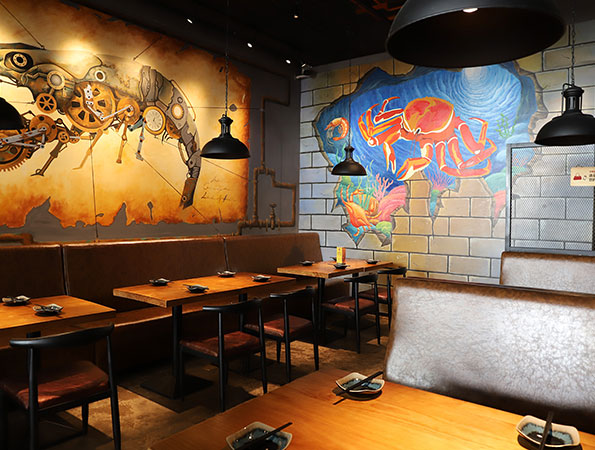 120平米網紅餐飲店裝修實景圖-與蝦邂逅