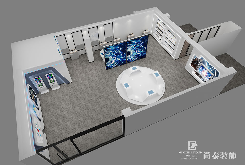 210平米現代新材料公司展廳辦公室裝修效果圖 | 中機新材料