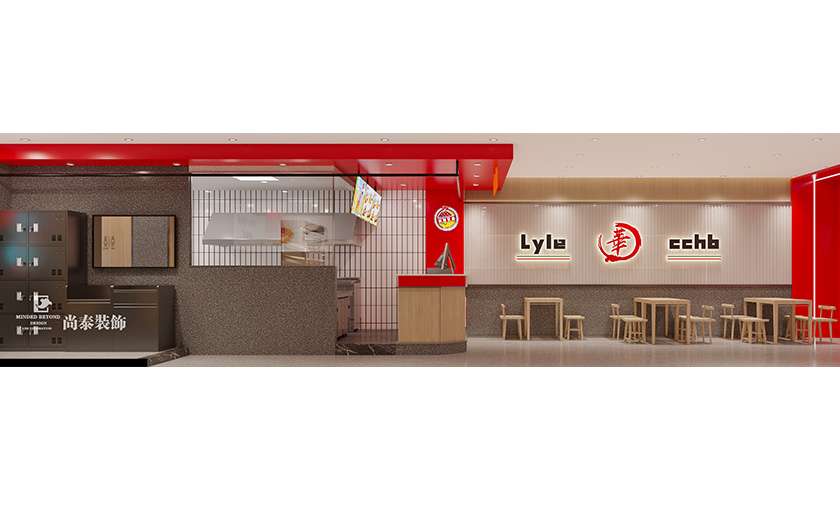 深圳龍崗100平米炸雞漢堡店餐飲店面裝修設計